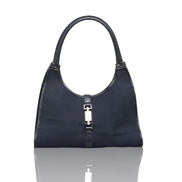 Gucci Jackie Bag - Black Canvas with Leather Trim and Silver Hardware - Picture 2 of 15